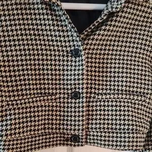 Cry Baby | Jackets & Coats | Chic Houndstooth Cropped Jacket Black And ...